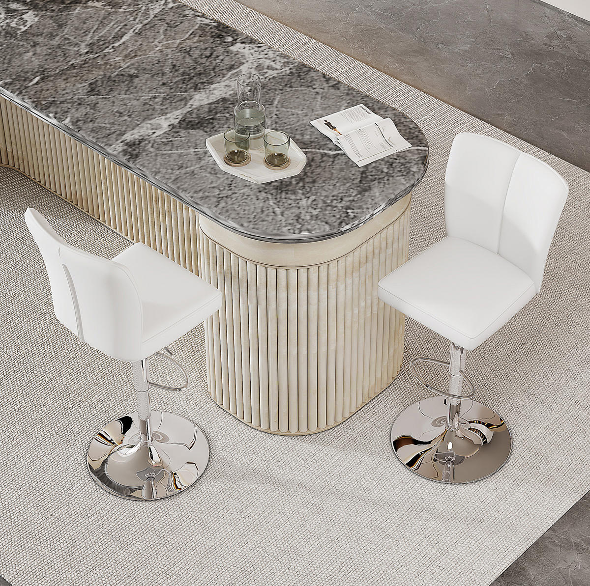 BARHOCKER 2er-Set 63–85 cm Weiß mit 360° Drehung und Höhenverstellung - Weiß, Metall (44/117.5/44.5cm) - MIVRAY