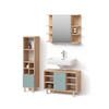 BADMÖBEL-SET Fucino Grün 3 Teile, mit Midischrank Tür klein - Eiche Wotan/Grün, Holzwerkstoff (80/54/32cm) - Livinity®