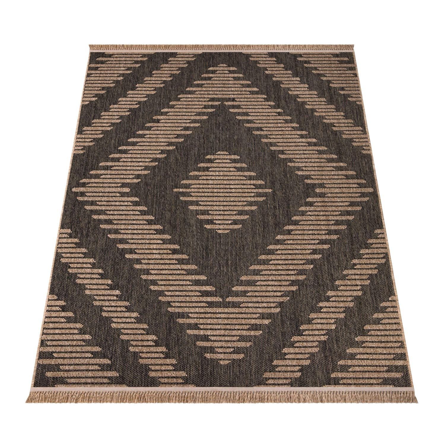 OUTDOOR Teppich Natur Balkon, Terrasse schmutzabweisend Anthrazit Rechteckig 200x280 - Anthrazit, Textil (200/280cm) - KADIMA DESIGN