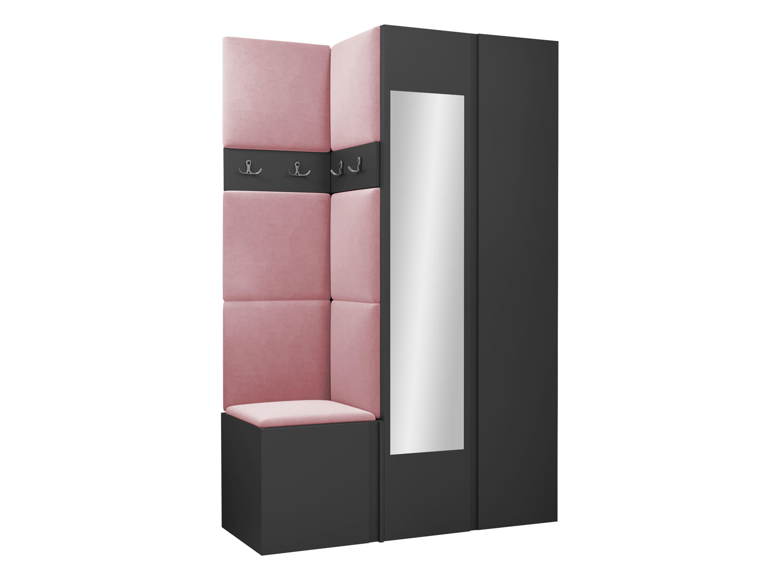 GARDEROBEN-SET Orion XXVI - Graphitfarben/Rosa, Holzwerkstoff/Kunststoff (116/186/46cm) - MIRJAN24