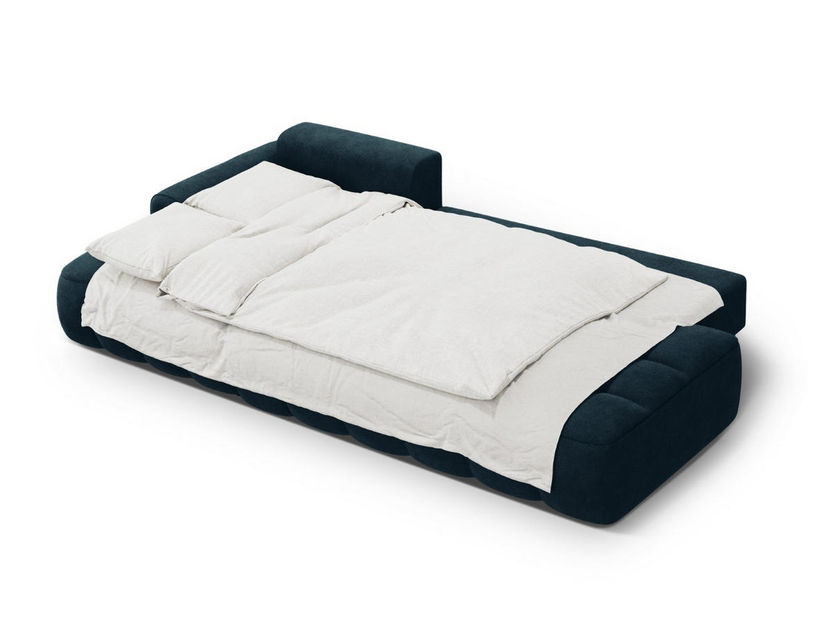 AUSKLAPPBARES-ECKSOFA links mit Container Linz aus Samt petrol 3 Sitzplätze - Petrol, Textil (142/275cm) - Cosmopolitan Design