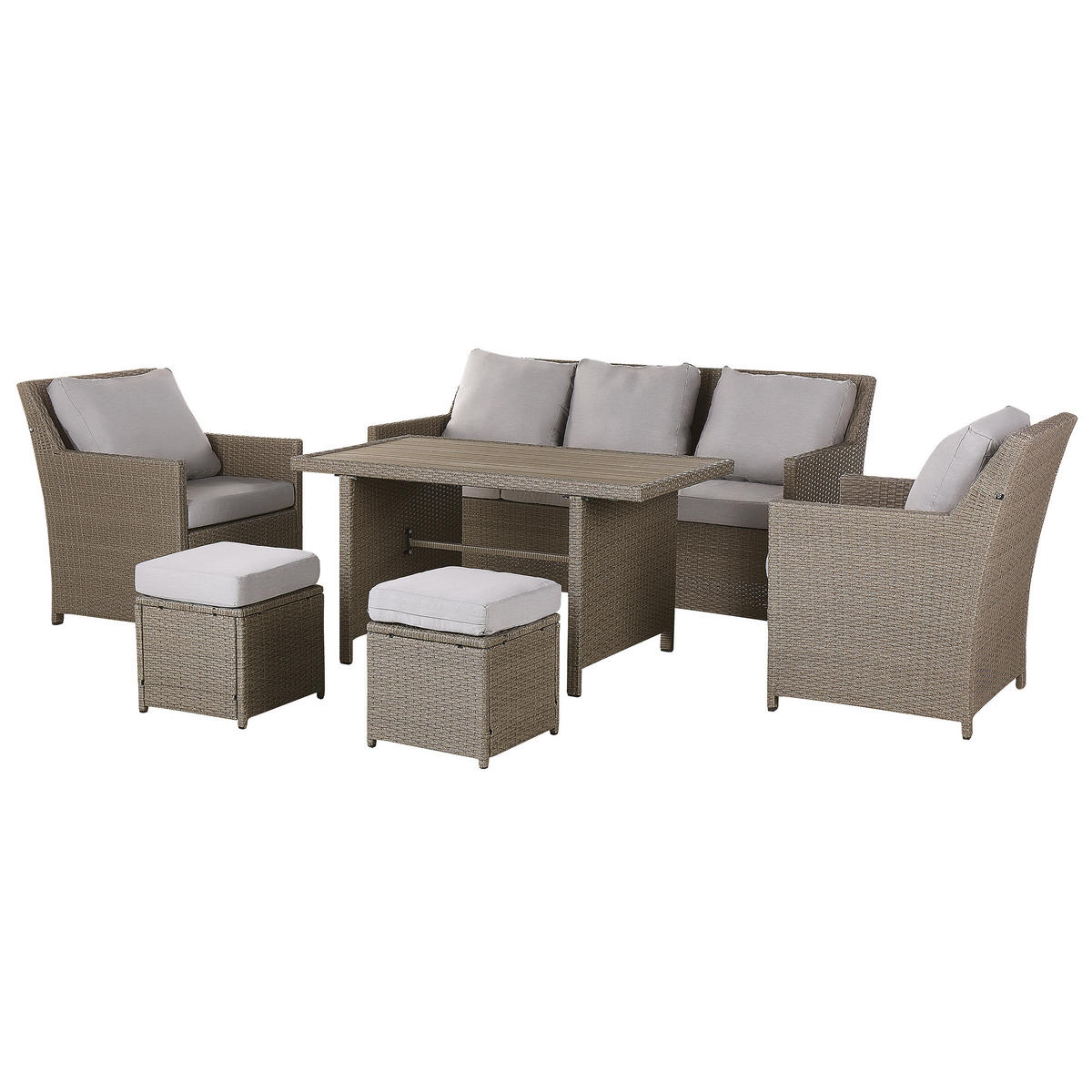 LOUNGE SET 5-Sitzer Rattan Auflagen grau Fonti - Taupe, Kunststoff - Beliani