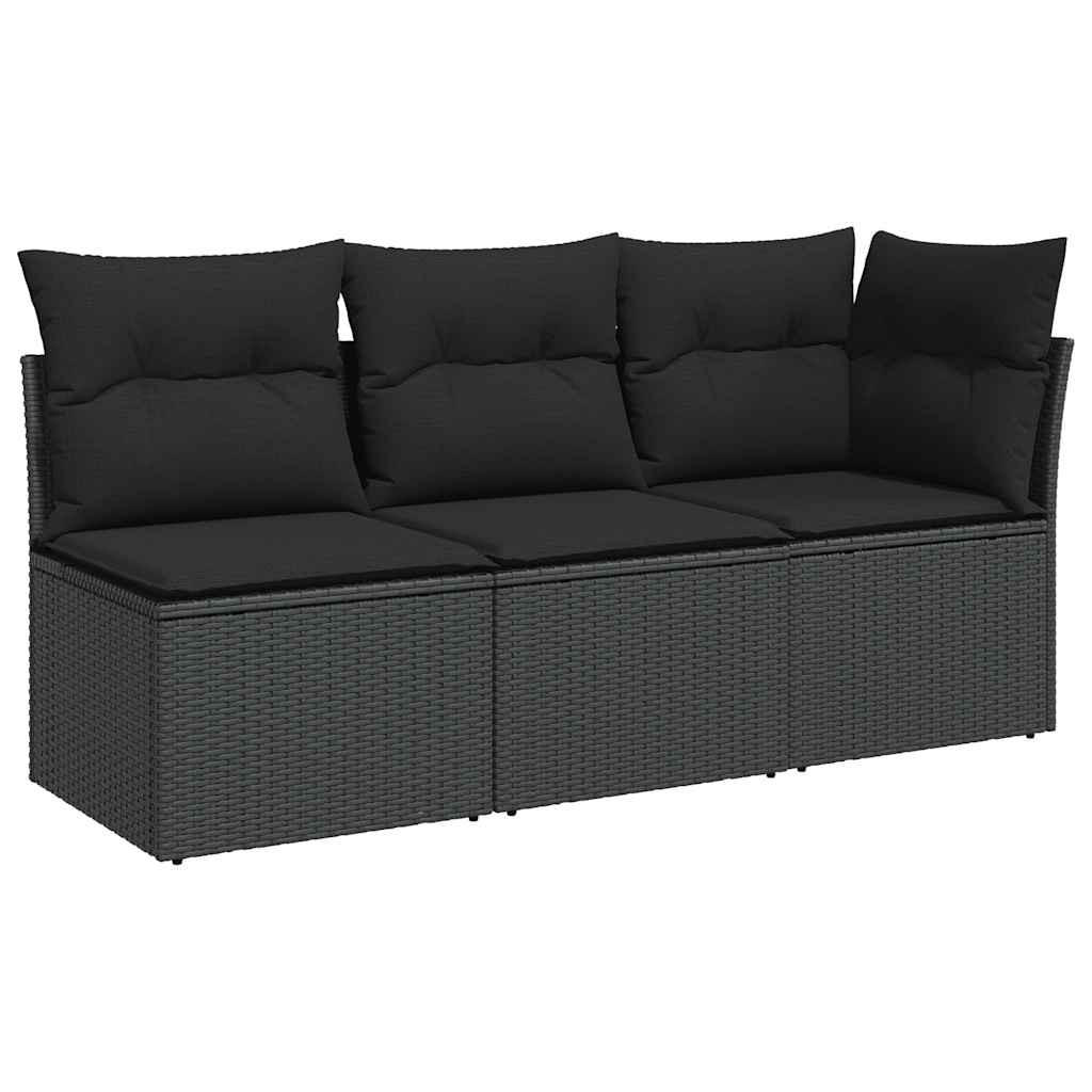 LOUNGESOFA mit Kissen, 3-Sitzer, 172/62/69 cm, aus Poly Rattan, Schwarz - Schwarz, Kunststoff (62/69/172cm) - vidaXL