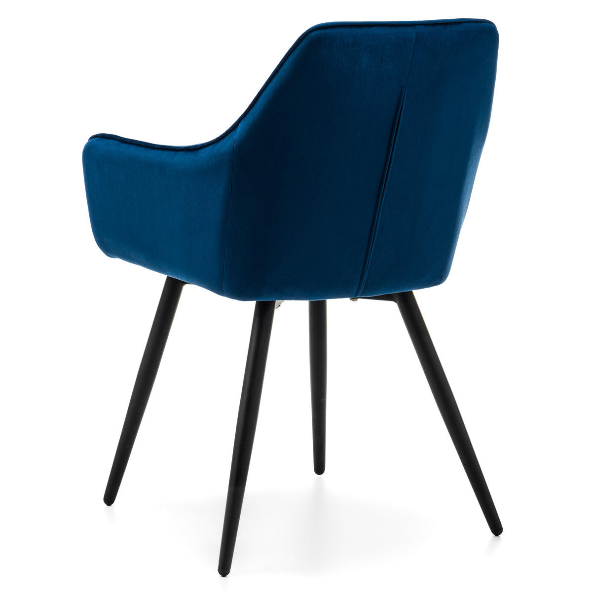 STUHL VASTO gepolstert mit Steppung - dunkelblau - Samt Velours - Schwarz/Dunkelblau, Textil/Metall (58/87/60cm) - NEW HOME