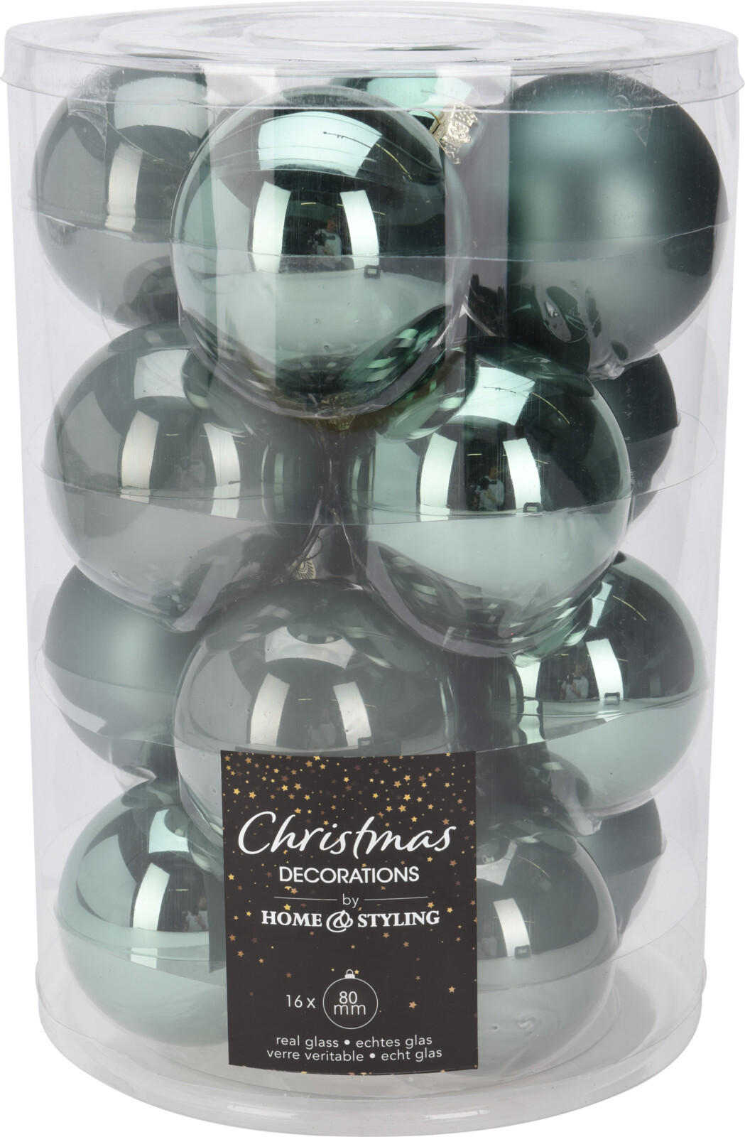 CHRISTBAUMKUGEL Basic Grün 16er Set 8/8/8 cm Glas - Grün, Glas (8/8/8cm) - Mondex