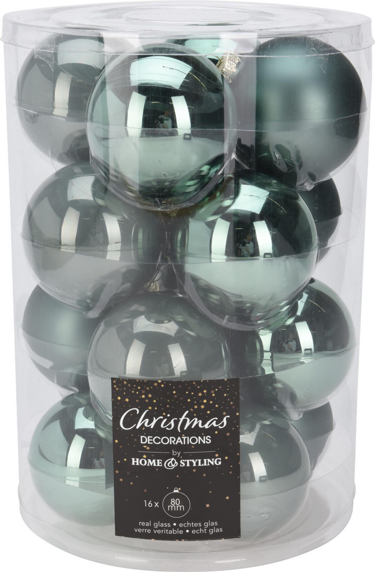 CHRISTBAUMKUGEL Basic Grün 16er Set 8/8/8 cm Glas - Grün, Glas (8/8/8cm) - Mondex