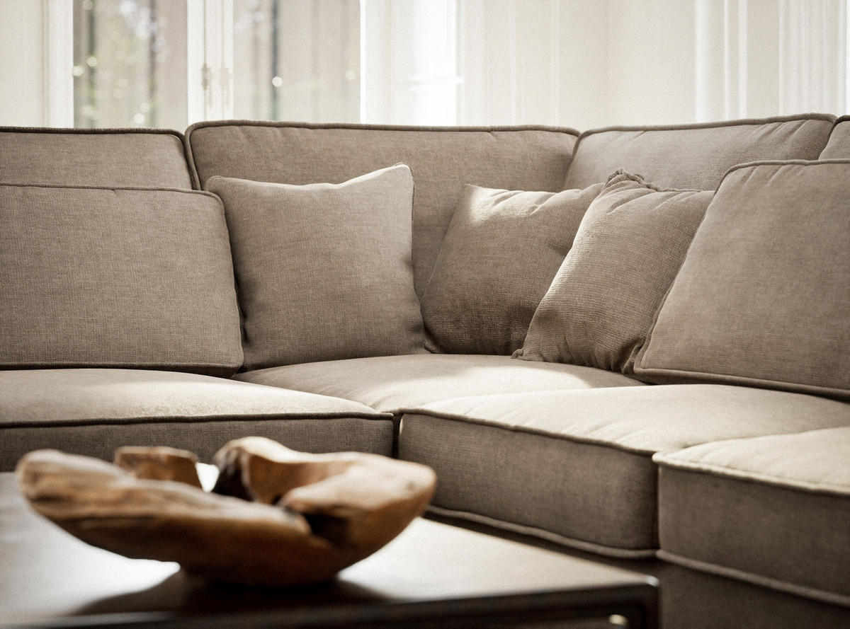 ECKSOFA Kirou Grau braun Chenille-Stoff - Links Seite - Graubraun/Schwarz, Holz/Holzwerkstoff (225/311cm) - Maison de Reve