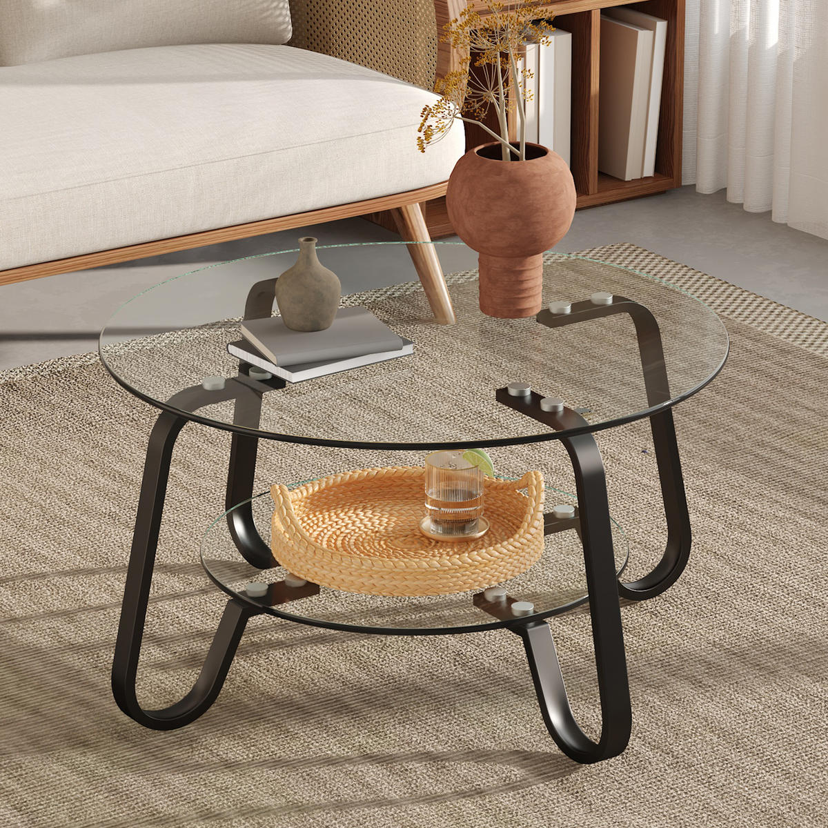 COUCHTISCH DE-223 Retro Schwarz - Schwarz, Metall (80/80/45cm) - ComfortXL