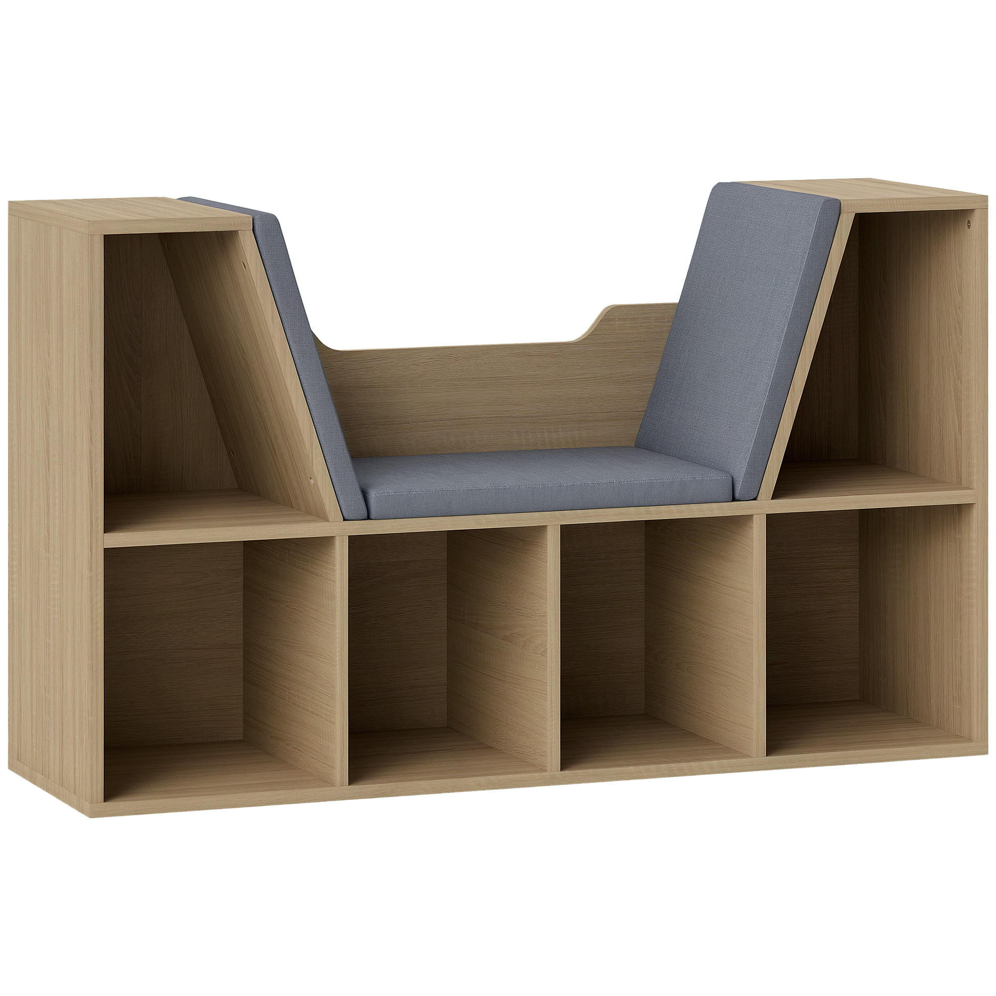 KINDERREGA DE-15492 102/30/61 cm, 6 Fächer, 3 Kissen Eiche Grau - Eichefarben, Holzwerkstoff (102/61/30cm) - ComfortXL