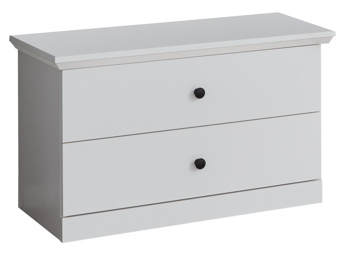 GARDEROBENBANK weiß 81 x 49 cm, Sitzbank mit Schubkästen - Silberfarben/Weiß, Holzwerkstoff/Metall (81/49/41cm) - Top.Furn