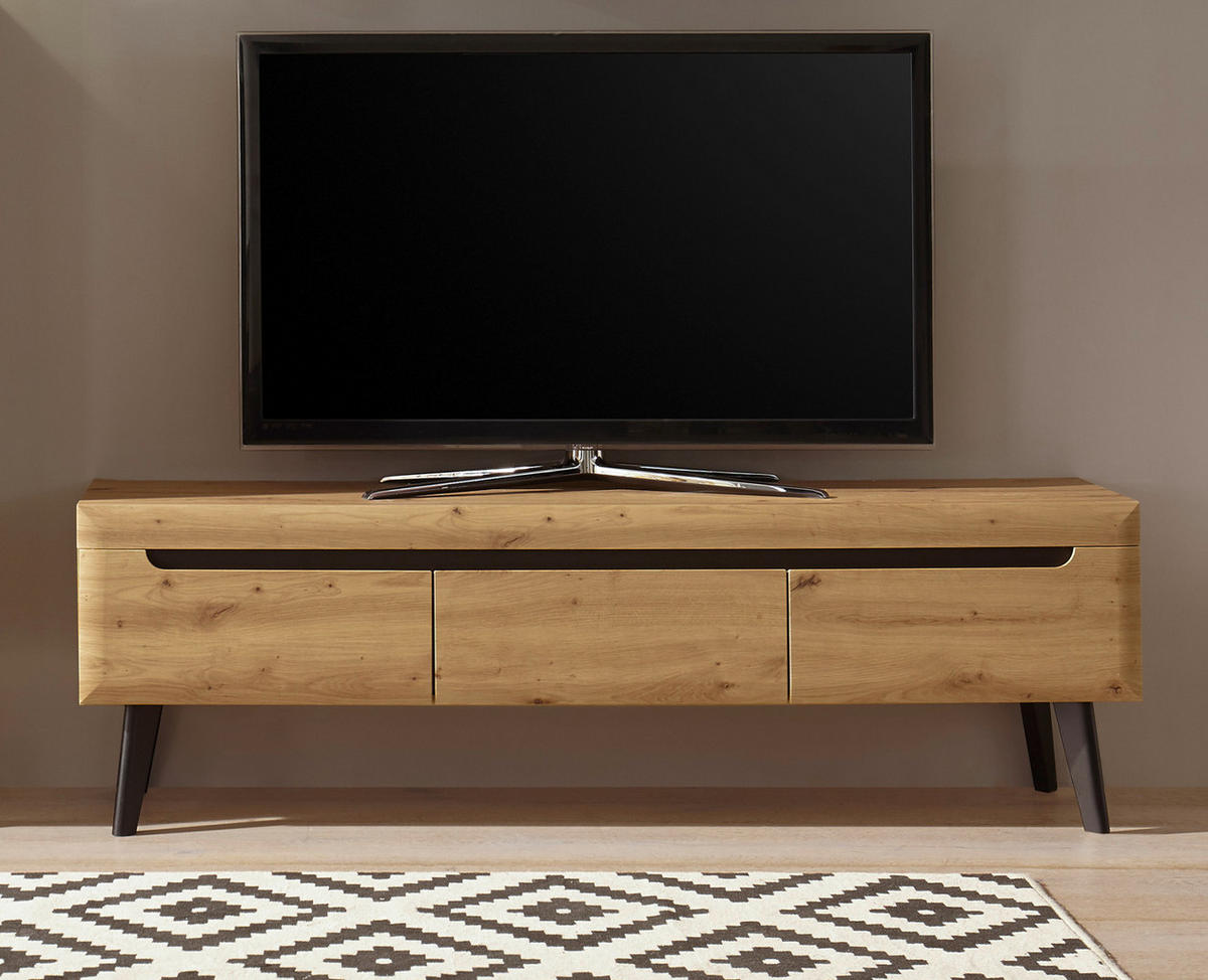 TV-LOWBOARD Artisan Eiche schwarz, TV-Unterteil skandinavisch, 160 x 50 cm - Schwarz/Eiche Artisan, Holzwerkstoff (160/50/40cm) - Furn.Design