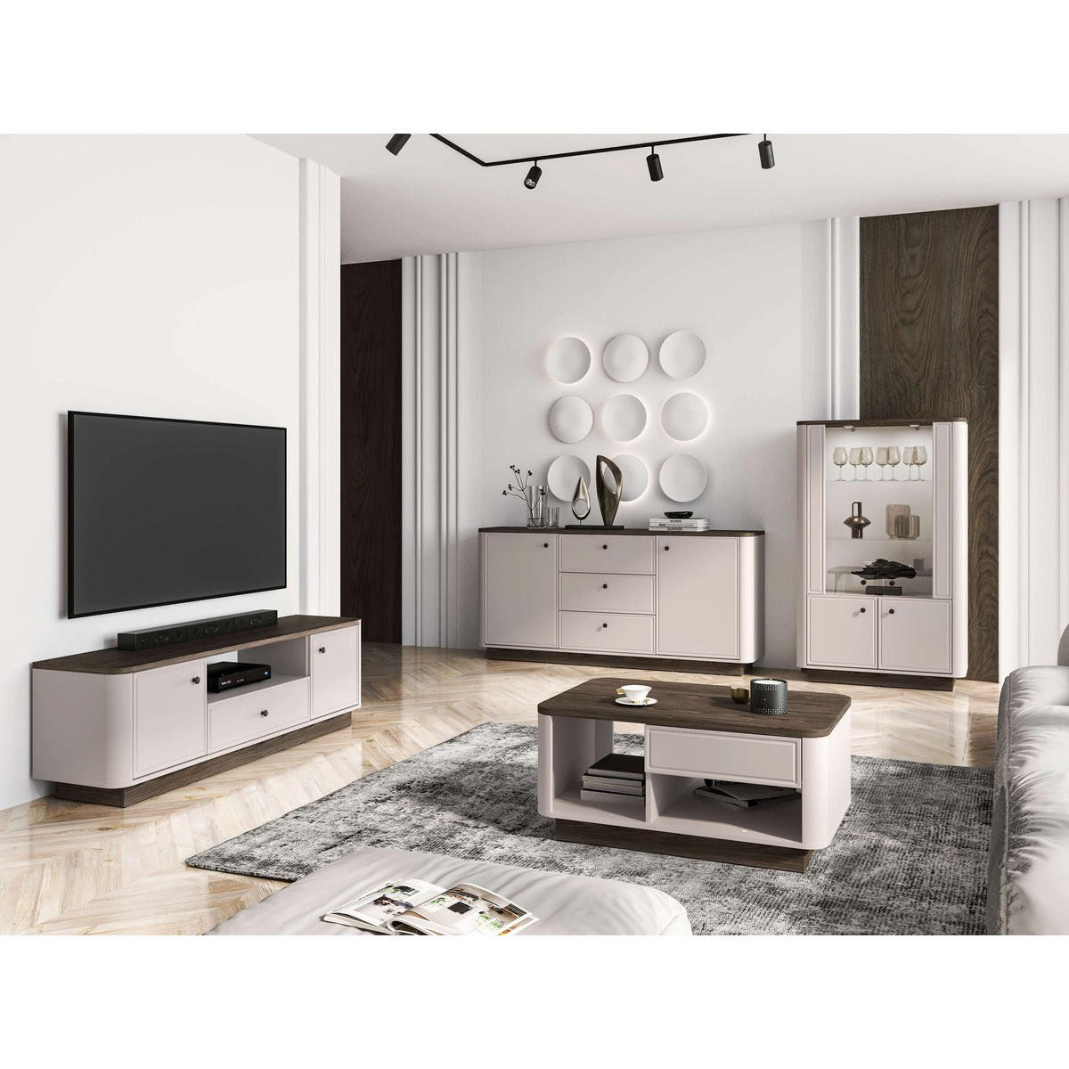 WOHNZIMMER Set 4-tlg. – Vilavio – Eichefarben - Eichefarben, Holzwerkstoff (92/150/40cm) - hi-markt