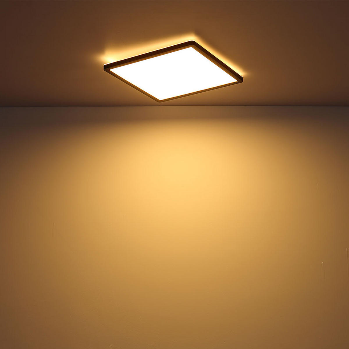 LED DECKENLEUCHTE Schwarz Opal - Schwarz, Kunststoff (42/42/2.5cm) - Globo Lighting