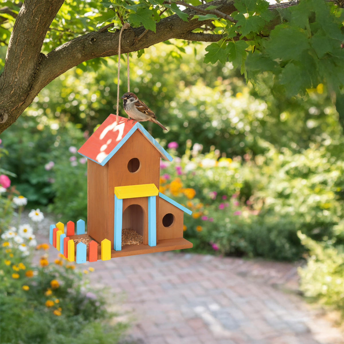 KRMÍTKO - různobarevná, dřevo (32.5/30.5/19cm) - Relaxdays