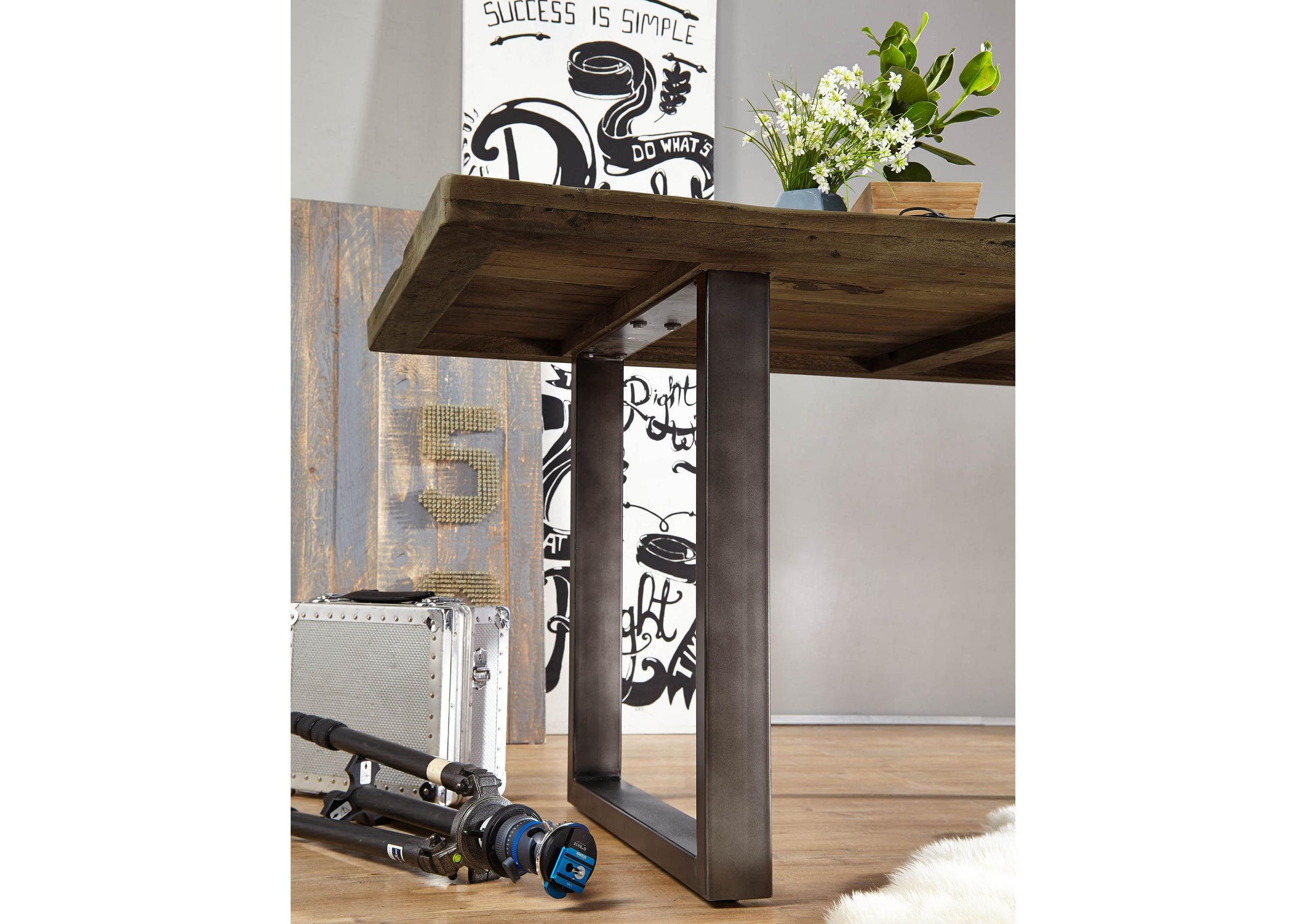 ESSTISCH Mango 200x100x76 braun lackiert RAILWAY #406 - Braun, Holz (200/100/76cm) - Massivmoebel24