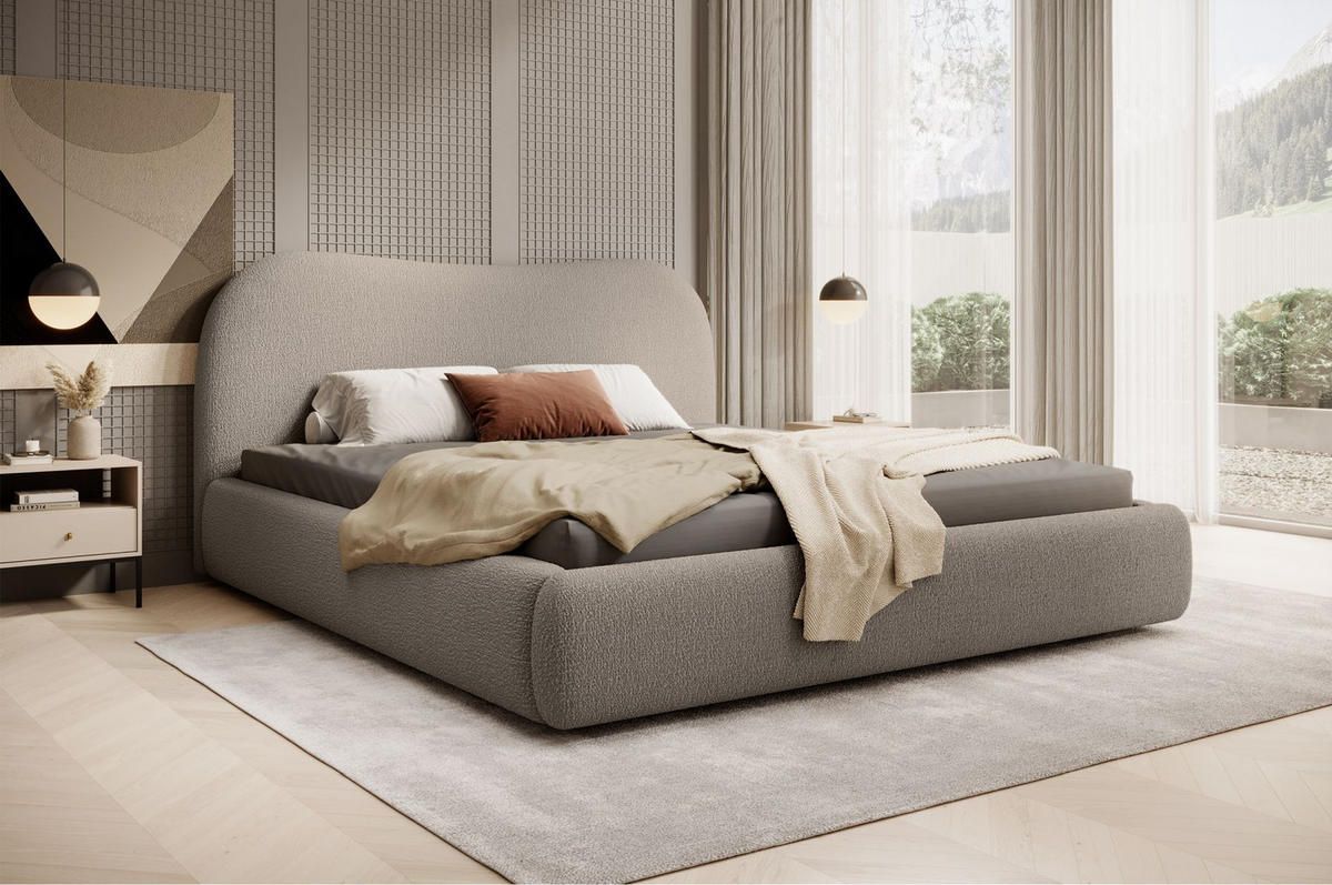 POLSTERBETT SIMSALO Dunkelbeige 180x200 cm - Greige/Schwarz, Kunststoff/Textil (180/200cm) - Selsey