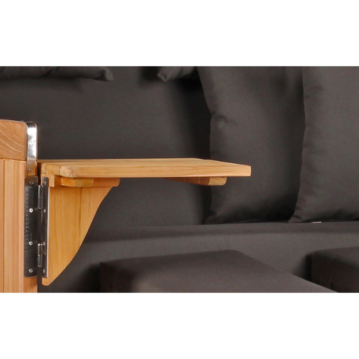 STRANDKORB Baltikum Teak 2,5 Sitzer - Schwarz/Braun, Holz/Metall (142/170/95cm) - Mr. Deko