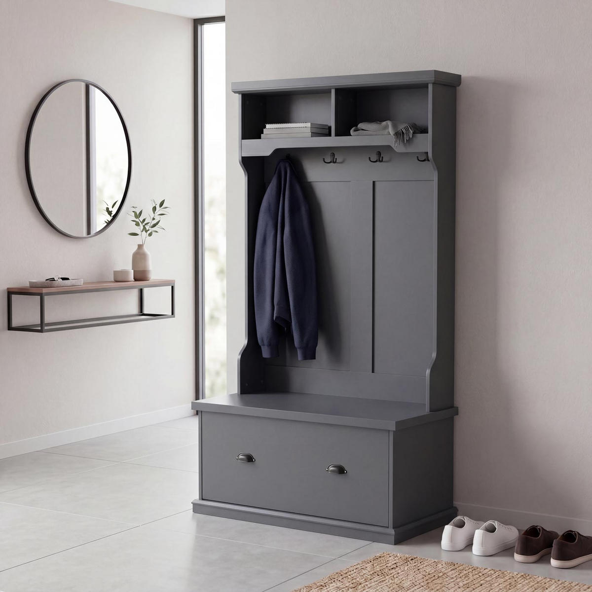 GARDEROBE Dunkelgrau - Dunkelgrau, Holz (100/163/47cm) - MCW