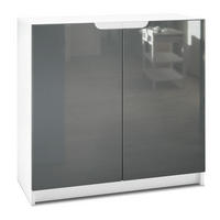KOMMODE Logan Fronten in Grau Hochglanz - Grau, Holzwerkstoff (82/78/37cm) - Vladon