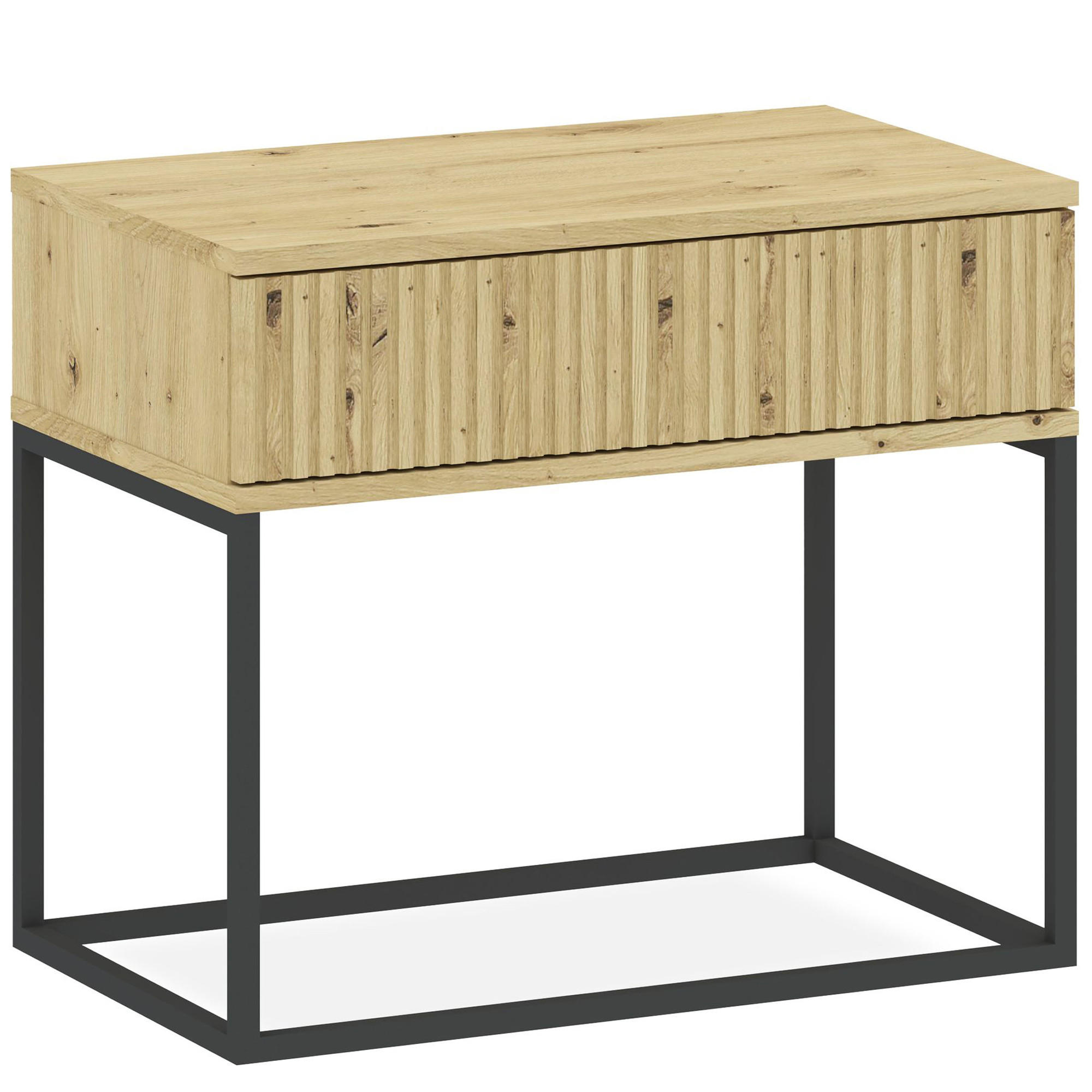 NACHTTISCH RECTUS Nachtschrank, Modern - Eichefarben/Schwarz, Holzwerkstoff (60/52/39cm) - KONSIMO®