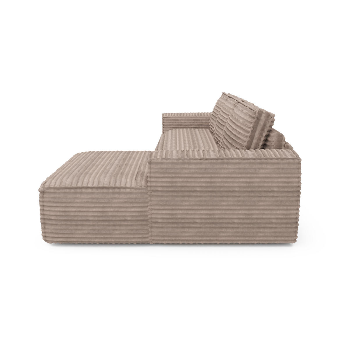 ECKSOFA RECHTS Gerippter Samt Taupe 302cm - Taupe, Textil (302/165cm) - Sia Home