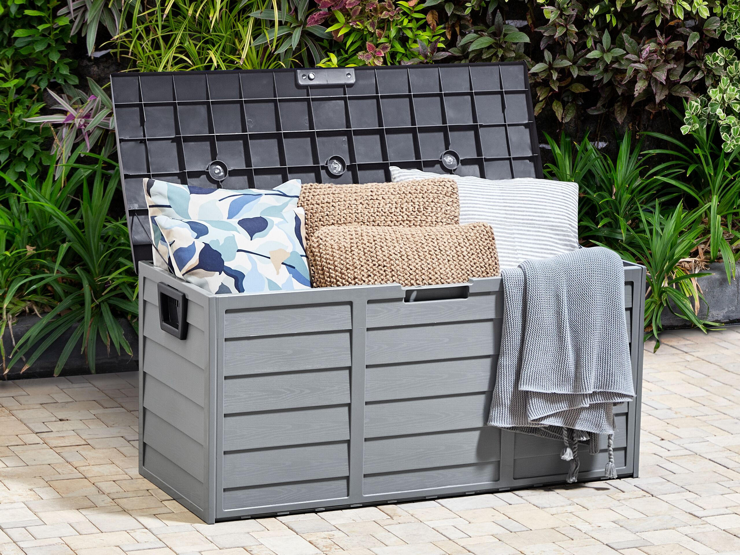 AUFBEWAHRUNGSBOX Beige Locarno - Beige/Grau, Kunststoff (112/53/50cm) - Beliani
