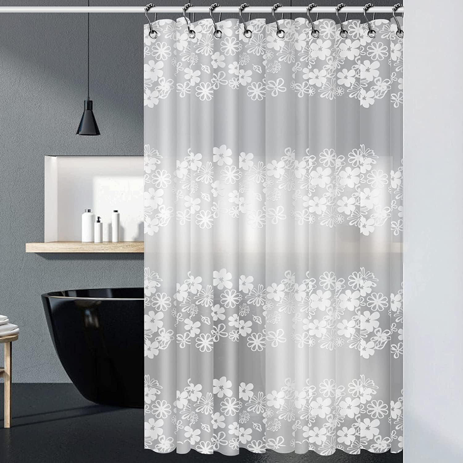DUSCHVORHANG wasserdicht EVA elegant mit Haken Muster Blumen - Transparent, Textil (180/180cm) - MCBOSON