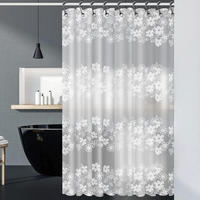 DUSCHVORHANG wasserdicht EVA elegant mit Haken Muster Blumen - Transparent, Textil (180/180cm) - MCBOSON