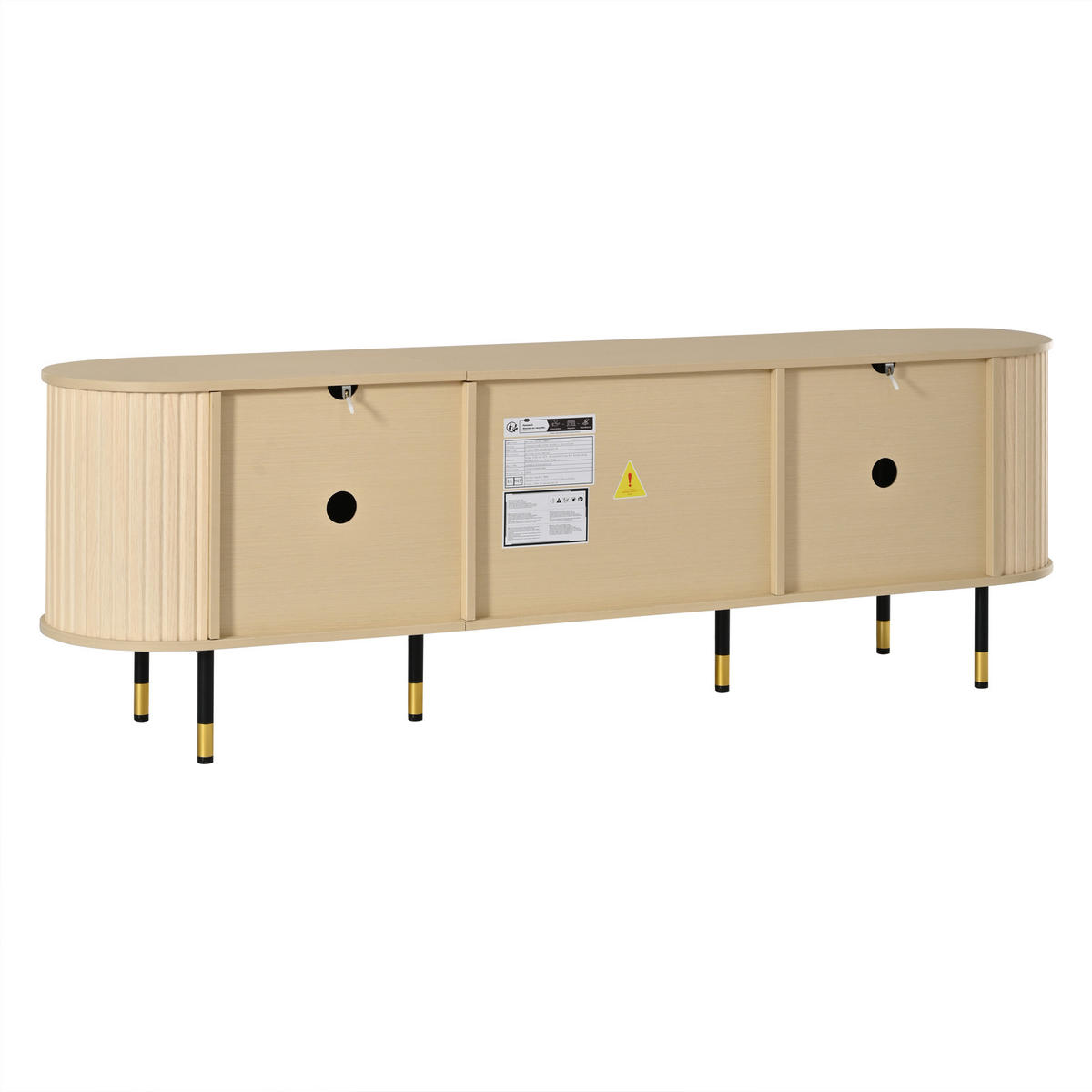 LOWBOARD DE-40464 2 Schiebetüren mit Streifen-Design Holzfarbe - Naturfarben, Holzwerkstoff (180/58/40cm) - ComfortXL