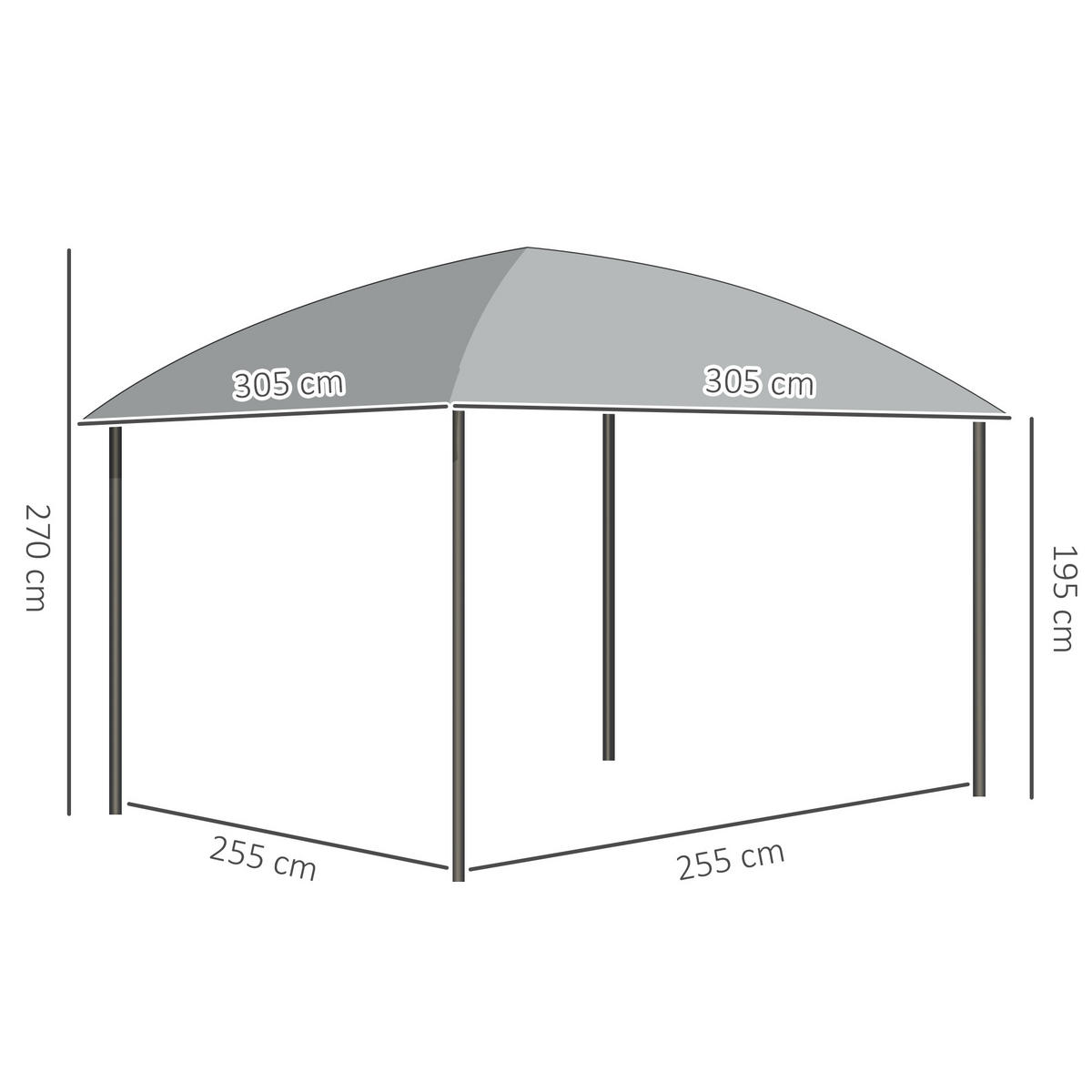 PAVILION MIT POLYCARBONATDACH DE-12584 3x3 m mit Seitenwänden Dunkelgrau - Dunkelgrau, Metall (305/270/305cm) - ComfortXL