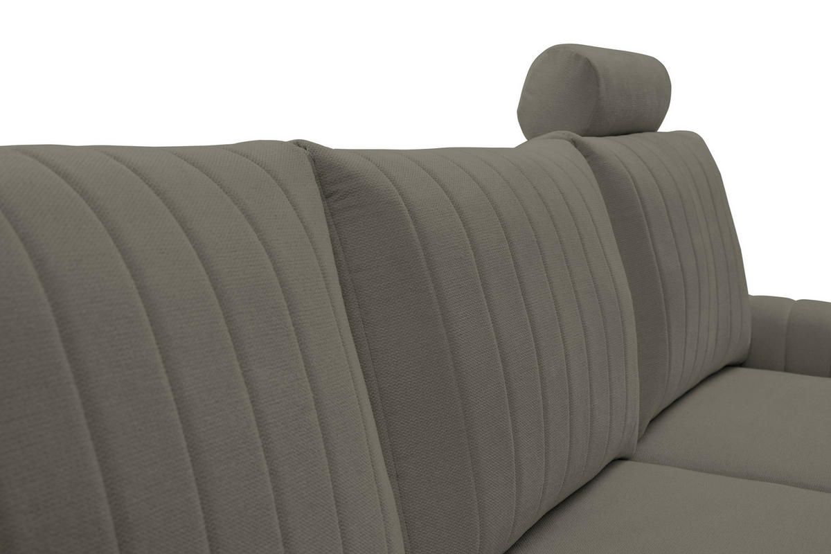 ECKSOFA VERONA R-S Grau Geflochtener Stoff mit Schlaffunktion - Grau, Holz (251/164cm) - MASSENO