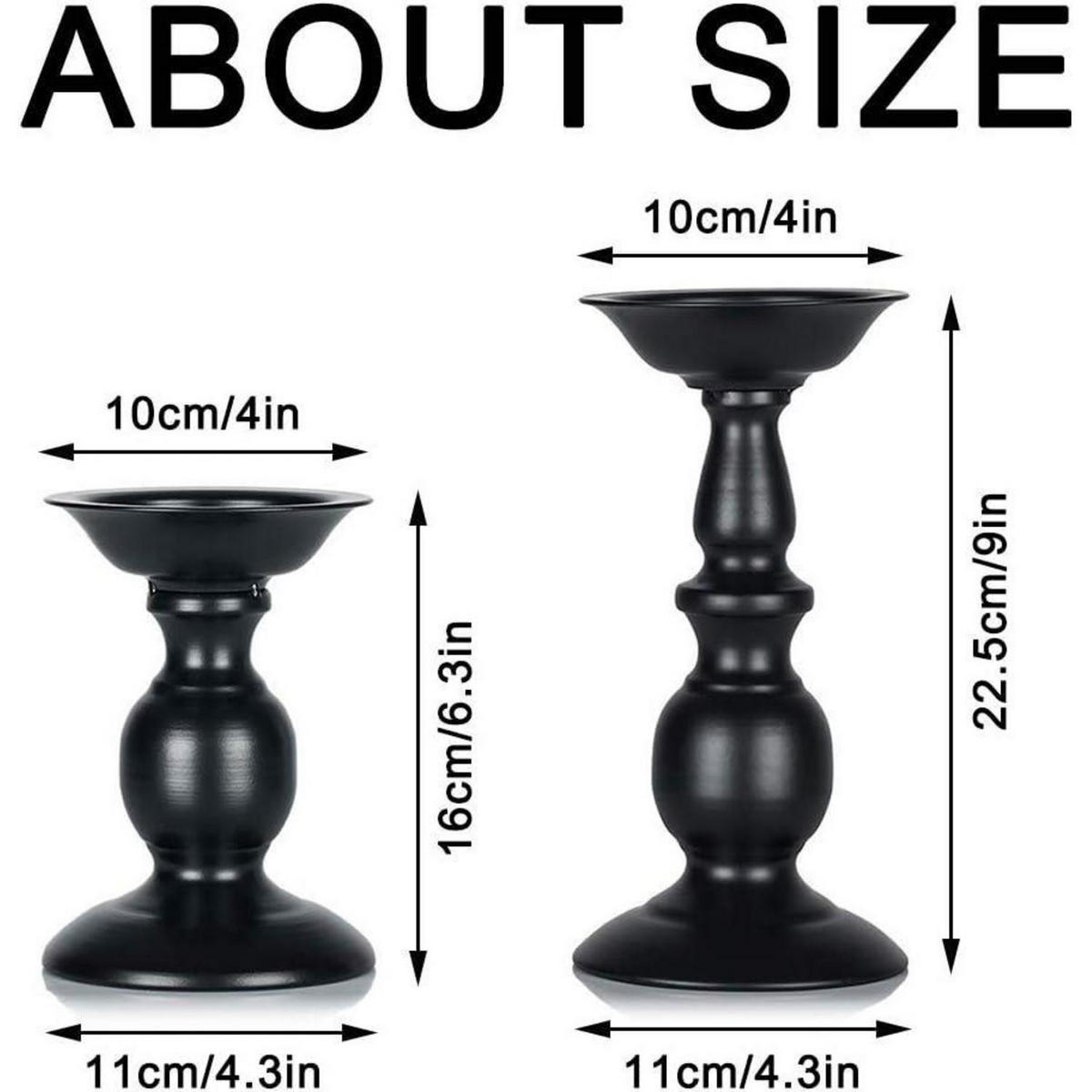 KERZENSTÄNDER Set Klein+Groß Eisen Schwarz - Schwarz, Metall (7.6/22.5/8cm)