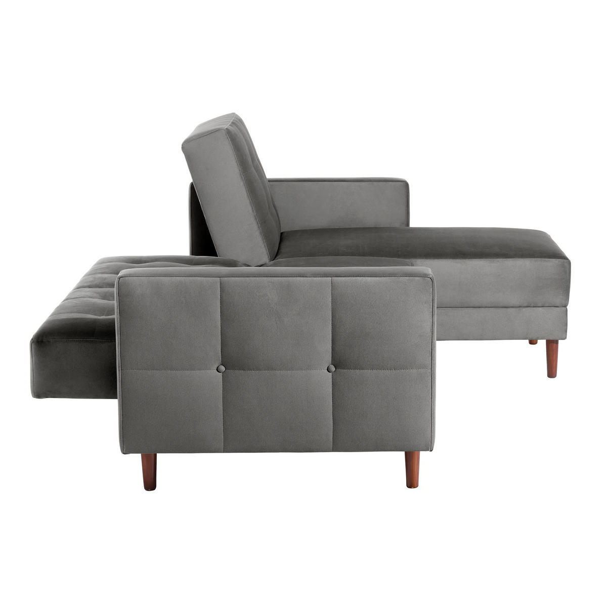 FUNKTIONSSOFA mit Hocker Katunia Samtvelours grau - Grau, Kunststoff (222/92/144cm) - 58aufmkessel