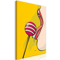 KUNSTDRUCK Gelb 40/60 cm - Pink/Gelb, Textil (40/60cm) - KUNSTLOFT