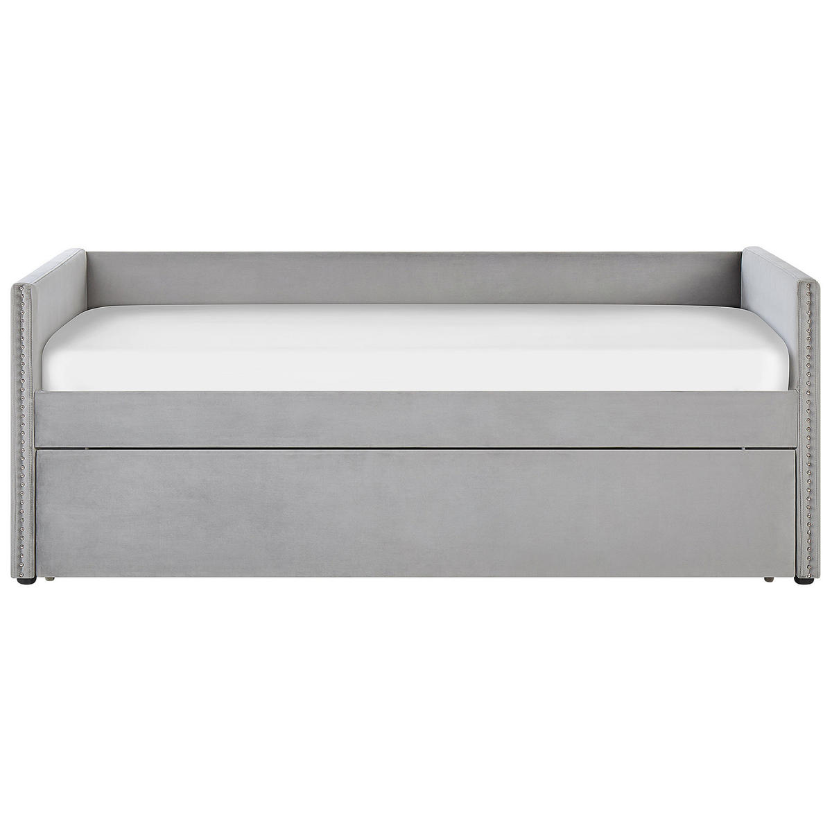AUSZIEHBETT 90x200 cm Grau Troyes - Hellgrau, Textil (90/200cm) - Beliani