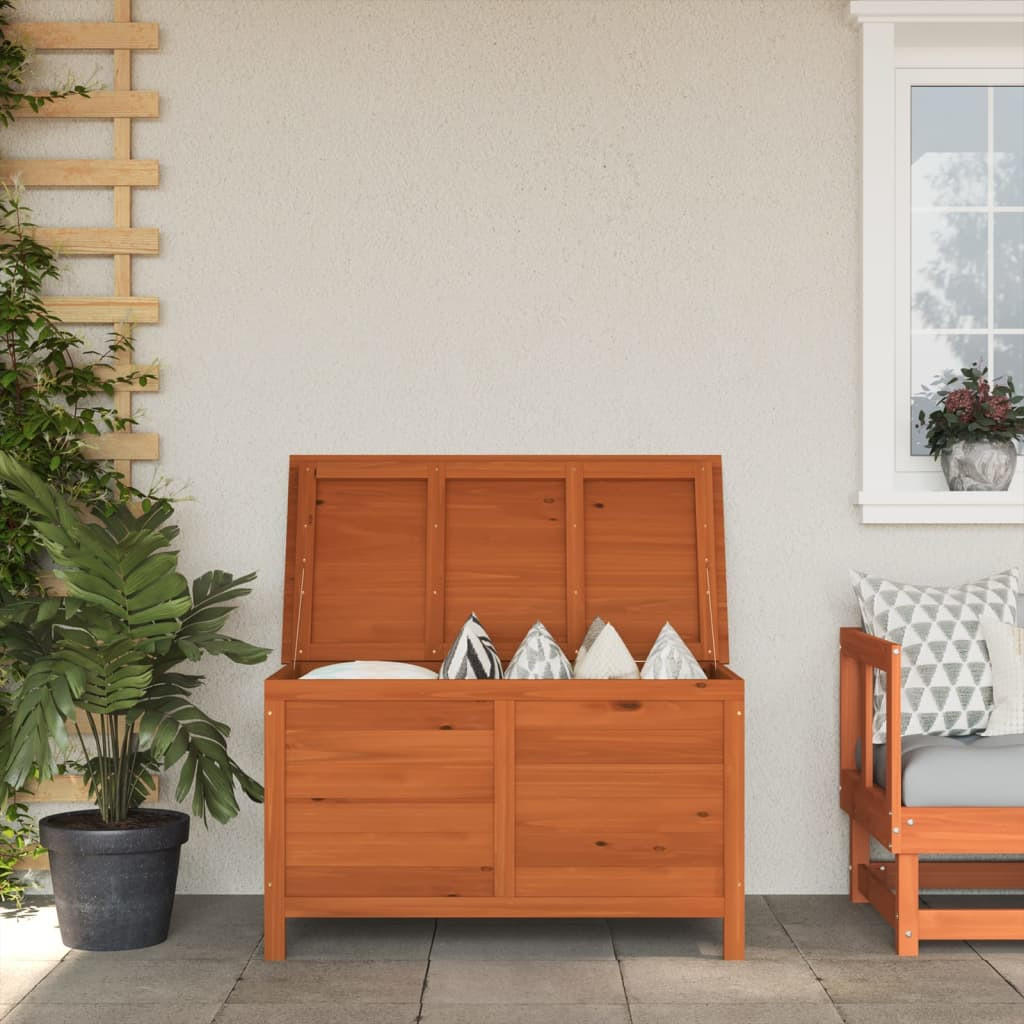GARTENTRUHE 99x49,5x58,5 cm Massivholz Tanne - Braun, Holzwerkstoff (49.5/58.5/99cm) - furnicato