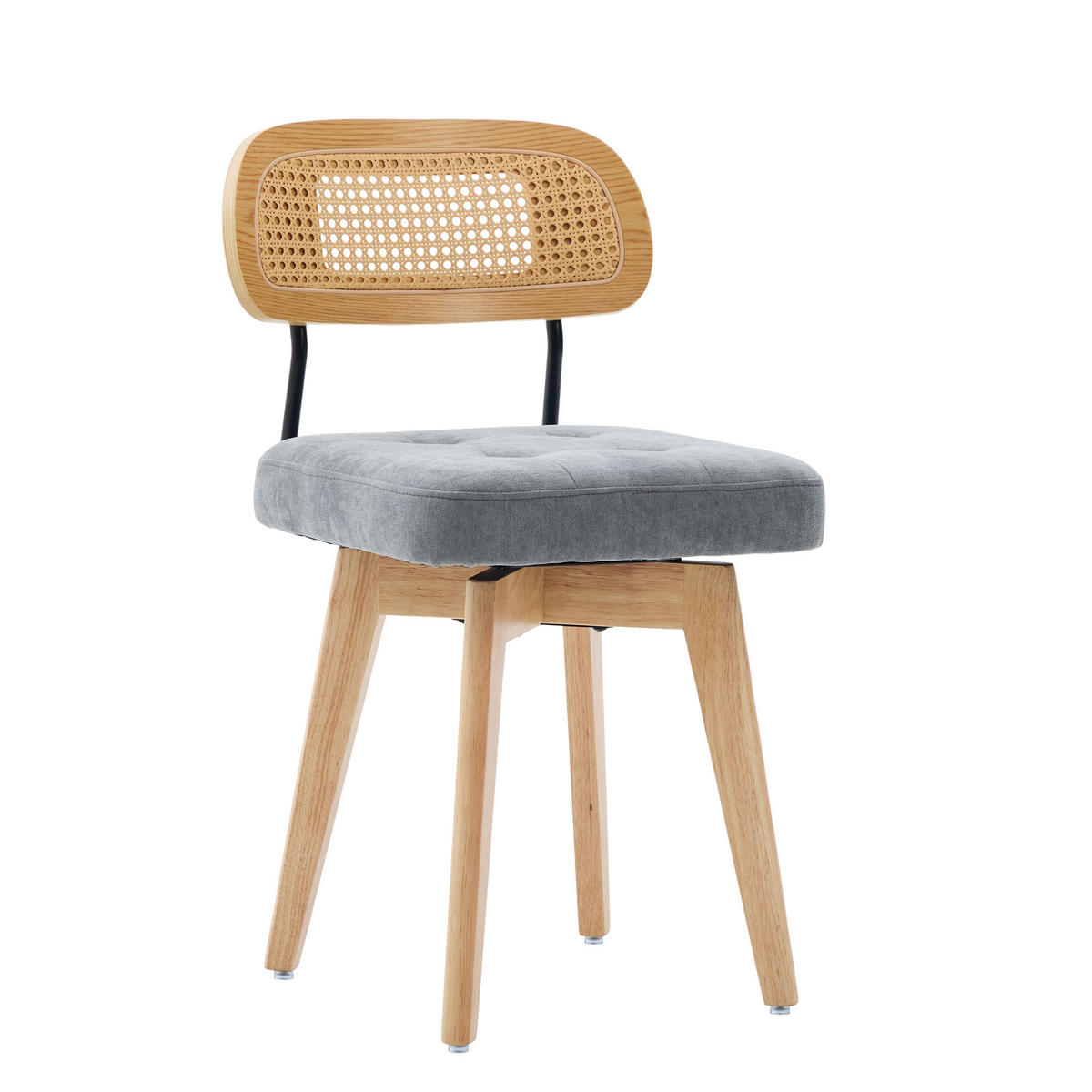 STUHL-SET 2 Stück, 360° drehbar Rattan 360°, DE-42279, Grau - Grau, Metall (50/77/43cm) - ComfortXL