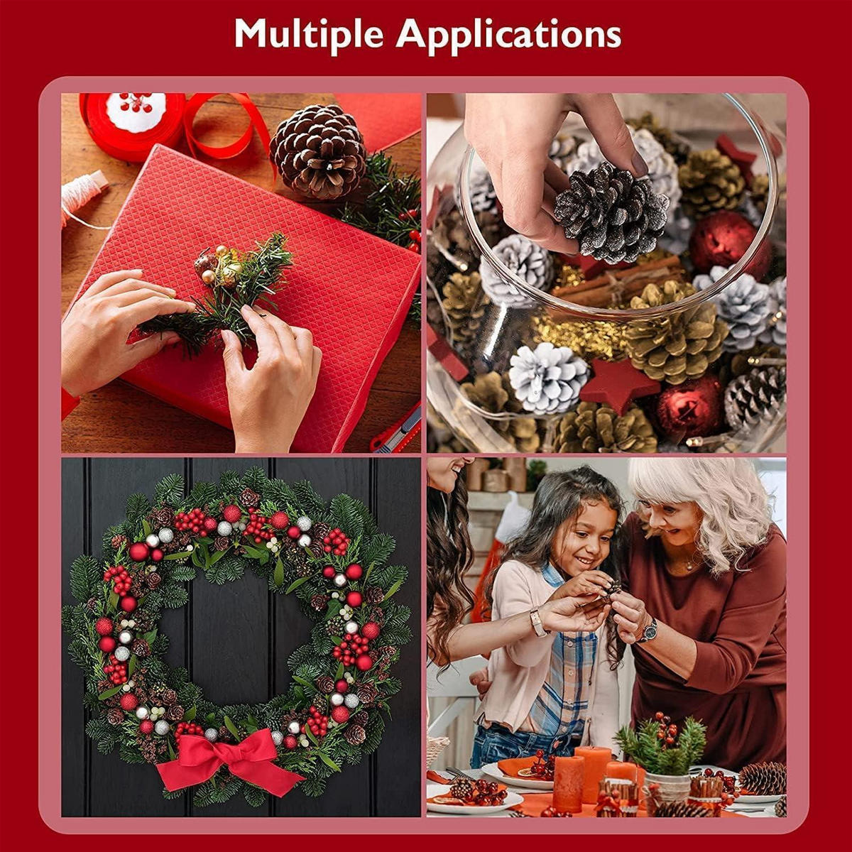 WEIHNACHTSDEKO Set 130 Teile mit Tannenzweigen, Beeren und Tannenzapfen - Multicolor, Kunststoff (10cm)