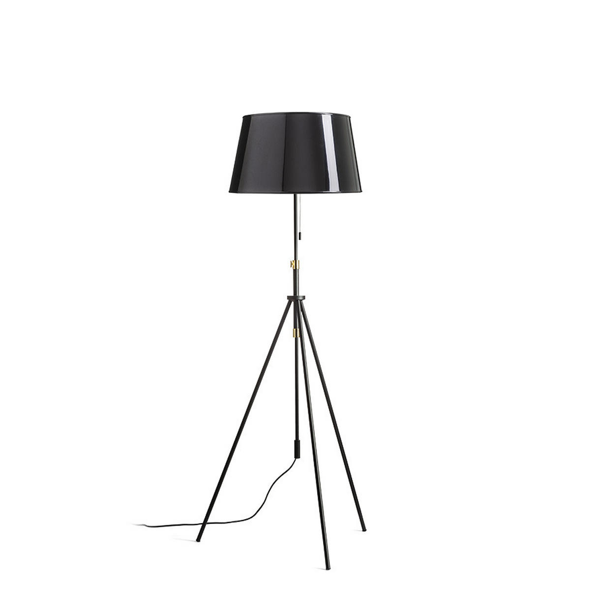 STEHLEUCHTE LUTON/RIDICK Schwarzglänzend Goldene Folie 15 W - Schwarz, Metall (45/45/177cm) - Rendl