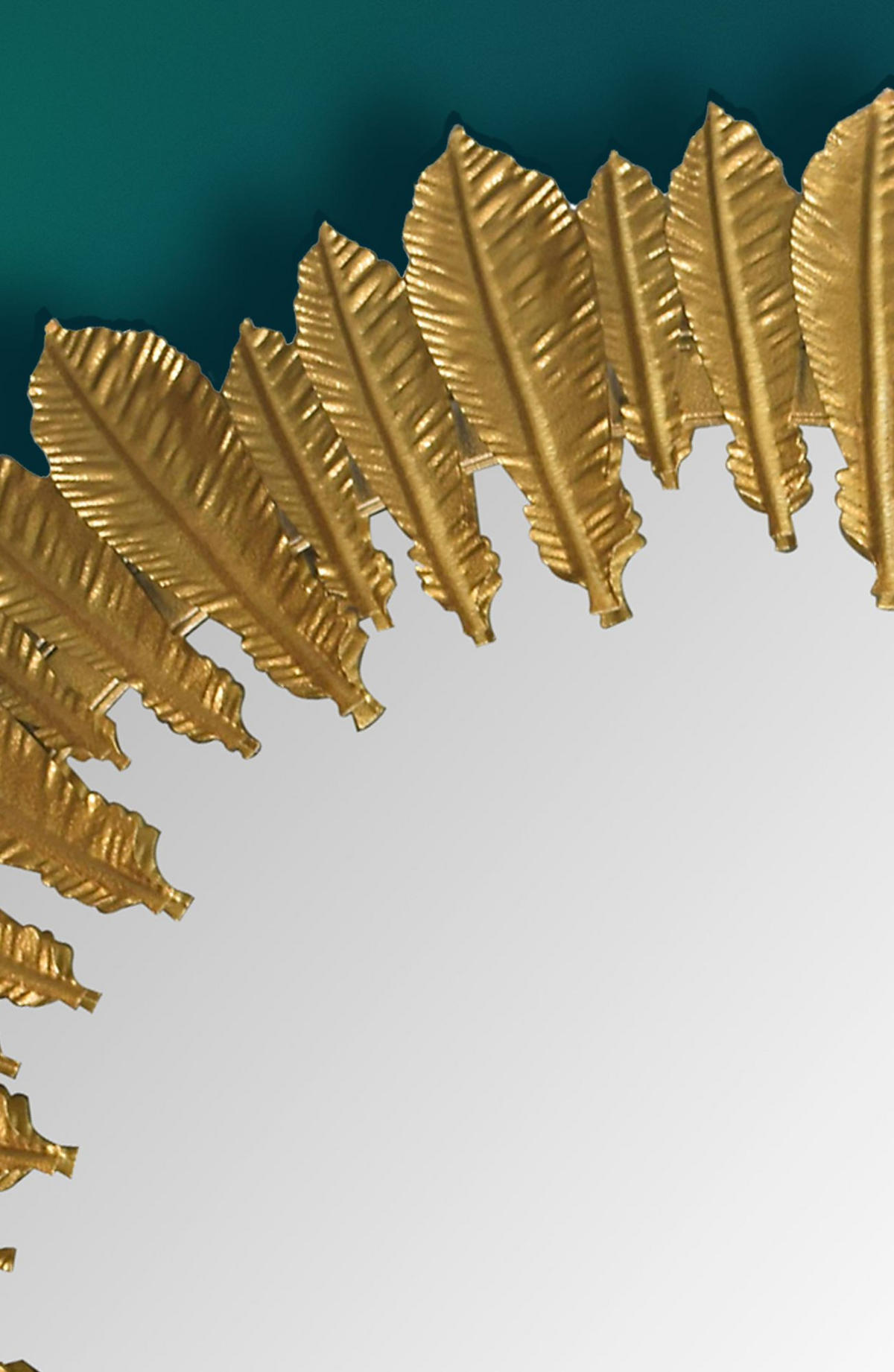 WANDSPIEGEL Rund Metall Gold 68 cm Federn-Design - Goldfarben, Glas (68/68/3cm) - KADIMA DESIGN