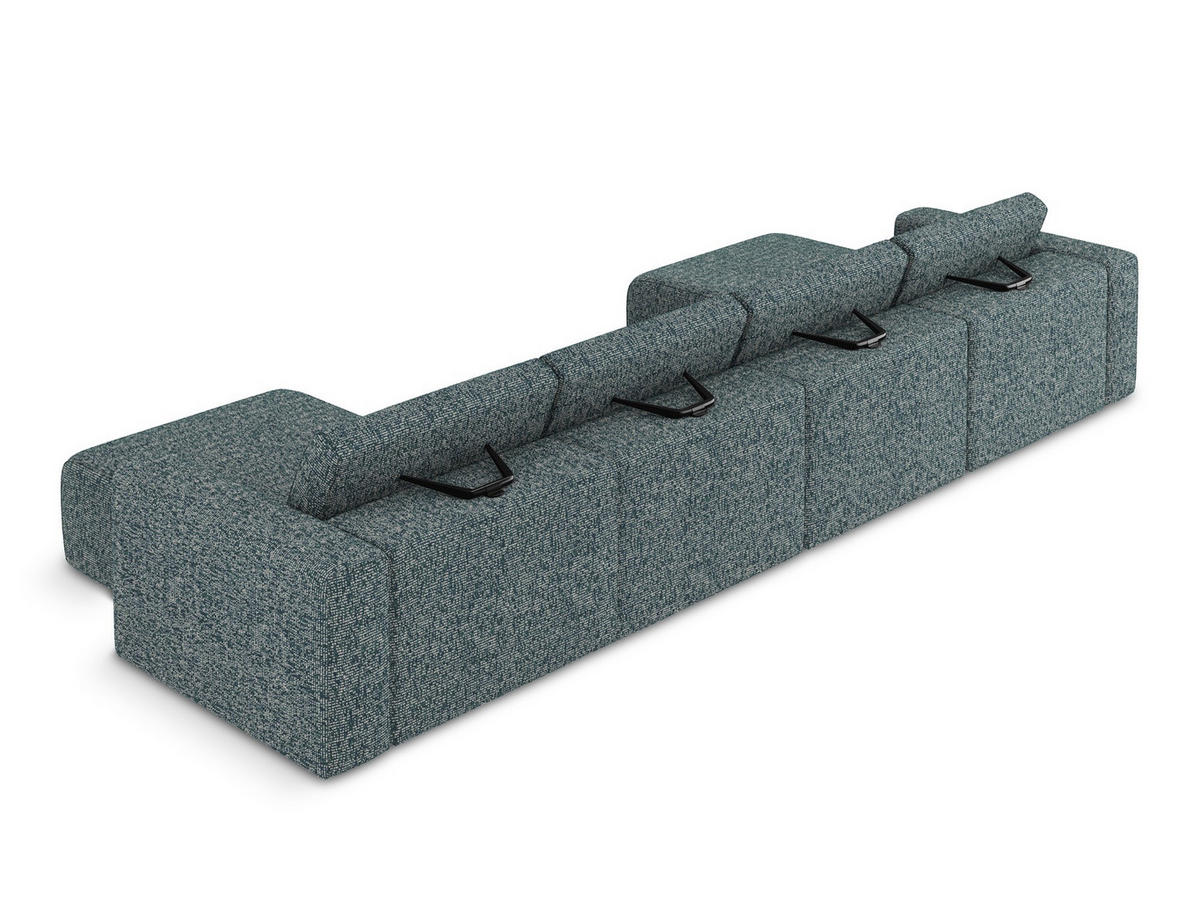 WOHNLANDSCHAFT Strukturstoff Stoff Blau - Blau/Blaugrau, Kunststoff/Textil (404/80/167cm) - Makamii