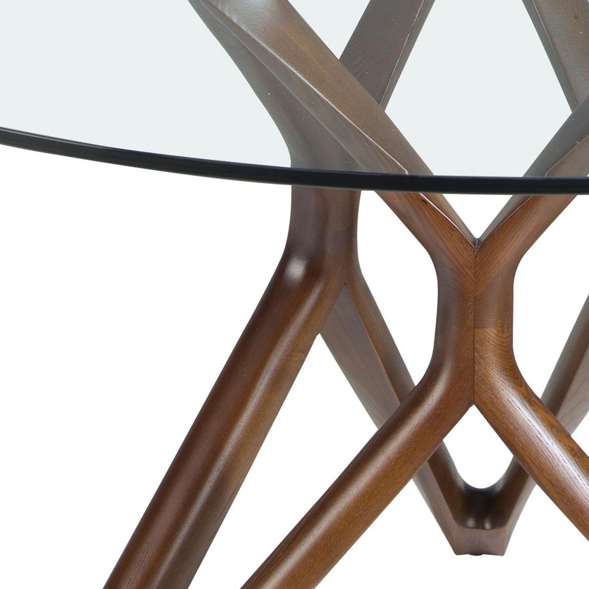 ESSTISCH Esstisch runde gehärtetes Glas aus walnussfarbenes Holz Ø140/75 cm - Transparent/Walnussfarben, Holz (140/140/75cm) - ANGEL CERDA