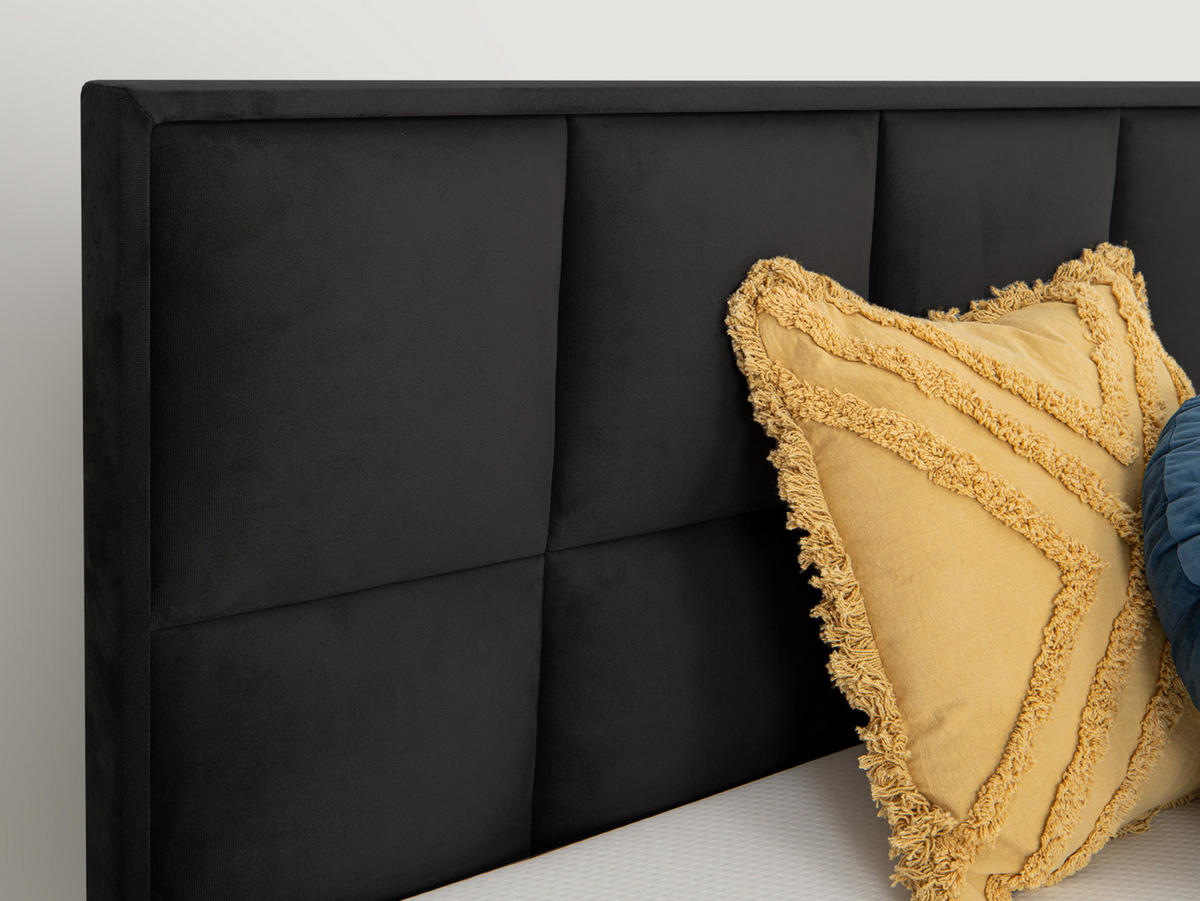 BOXSPRINGBETT Montreal schwarz 180/200 cm H2/H3 Samt - Schwarz, Textil (180/200cm) - wonello