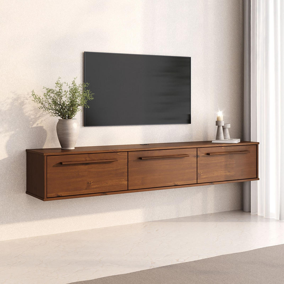 LOWBOARD TECCA Kastanie - Kastanienfarben, Holz (180/30/34cm) - IDIMEX