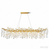 KRONLEUCHTER Rechteck 180 cm K9‑Kristall Baumzweig Gold für Esszimmer und Kücheninsel - Gelb, Naturmaterialien (130/38.5/32cm) - Surtime
