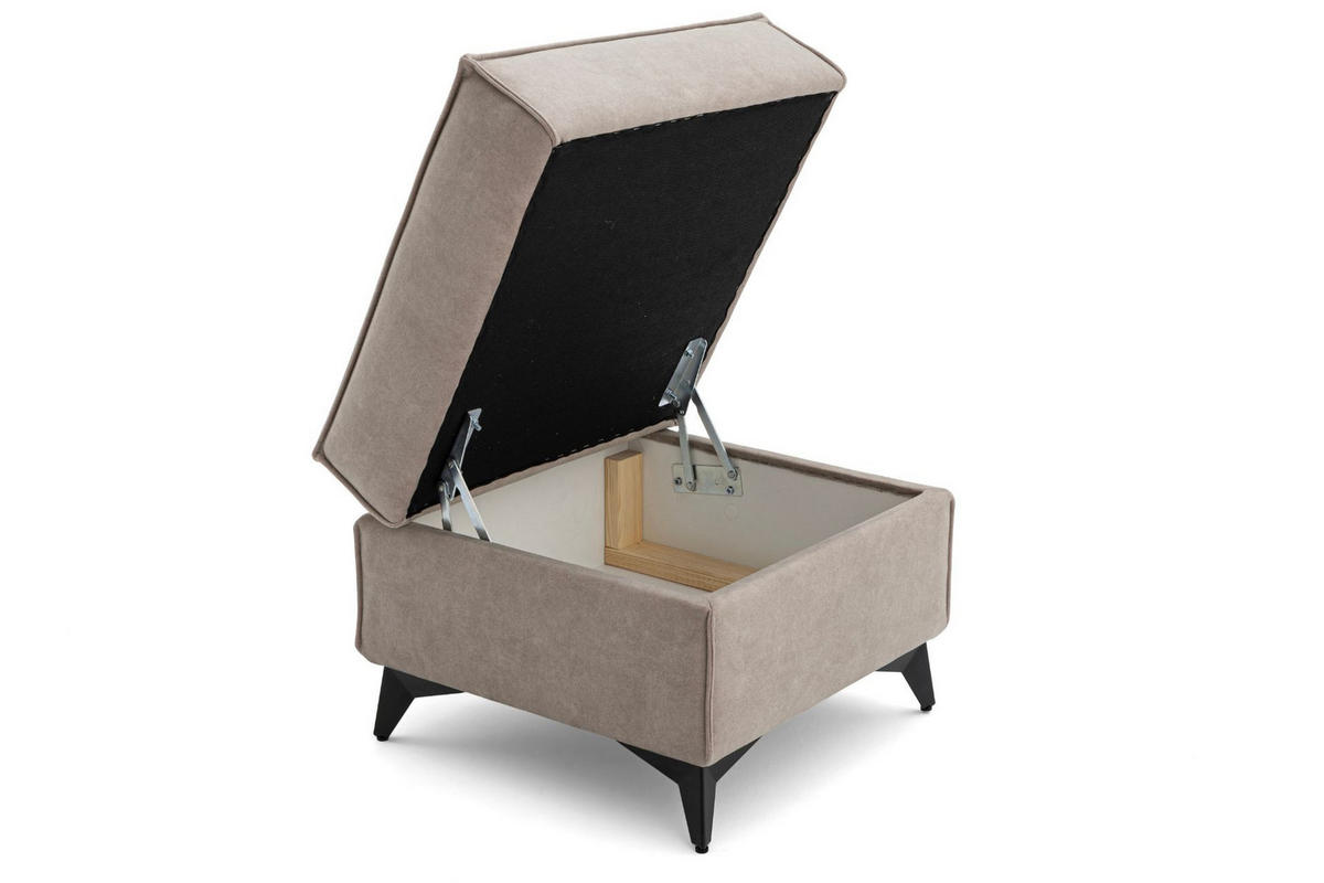 POUF PURE 55 x 55 cm Velours Creme - Creme/Schwarz, Holz/Textil (55/45/55cm) - Muffo