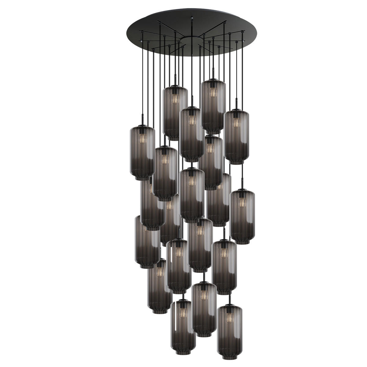 GALERIELEUCHTE Velo 20-flammig Rauch Ø 18cm - Anthrazit/Schwarz, Glas (18/18/33cm) - s.luce
