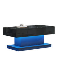 COUCHTISCH 100/50 cm mit 2 Schubladen und LED-Beleuchtung in Schwarz - Schwarz, Holzwerkstoff (100/50/45cm) - BEAOK