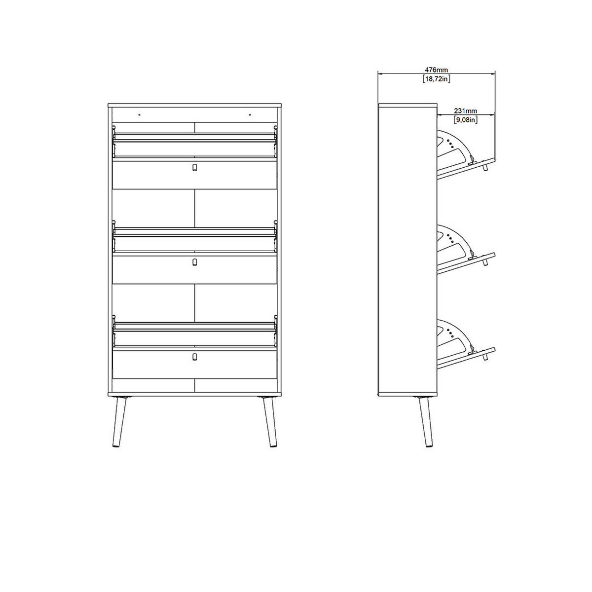SCHUHSCHRANK, Bodo, Weiß, Holzwerkstoff, 71 x 24 x 140 cm - Weiß, Holzwerkstoff (71/140/24cm) - ebuy24