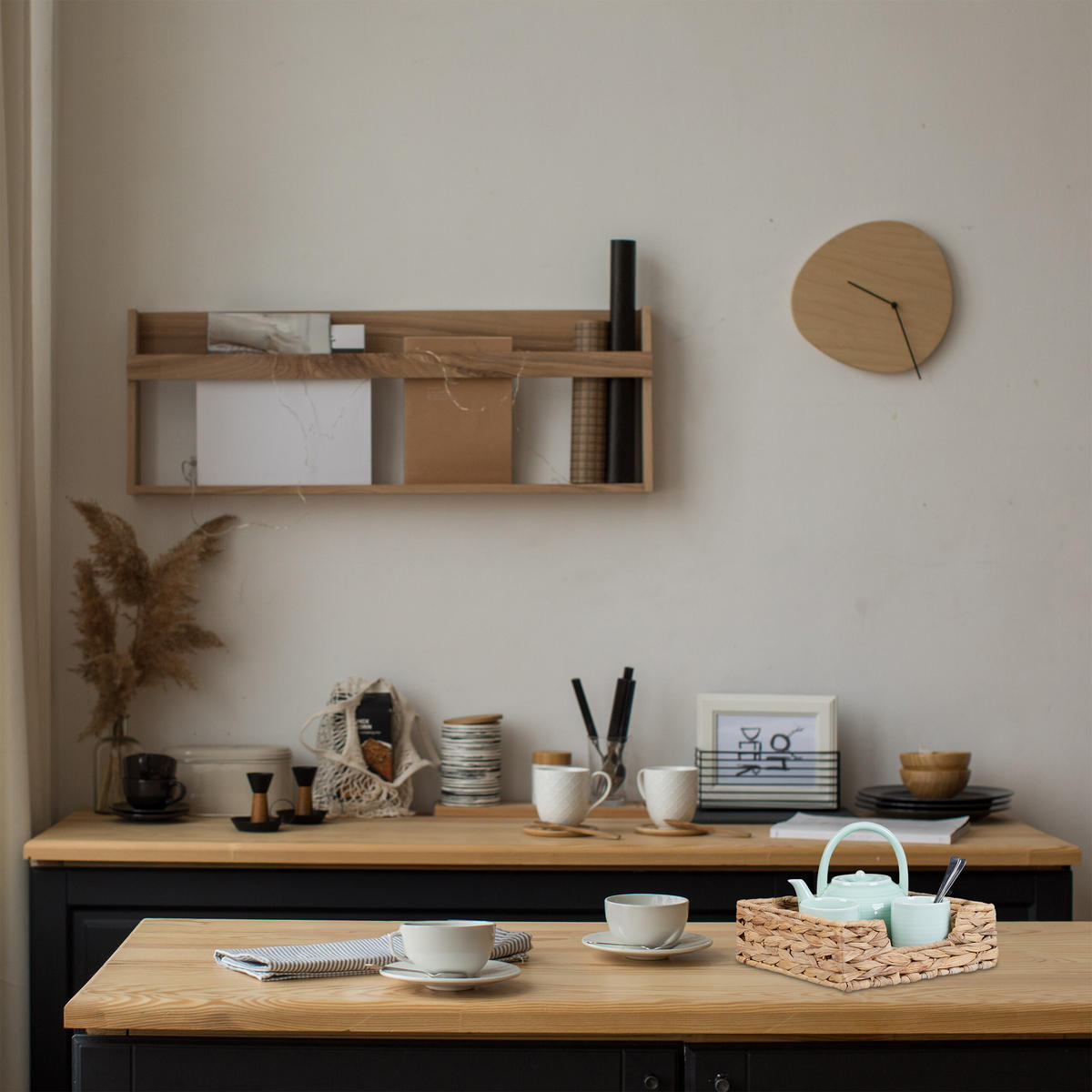 SERVIETTENHALTER - Hellbraun, Textil/Metall (23/23cm) - Relaxdays